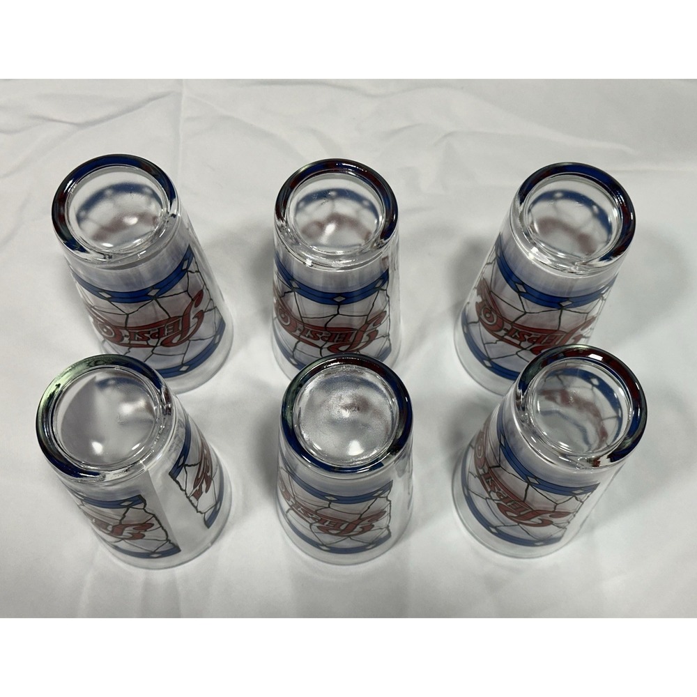 Set of 6 Vintage Pepsi Cola Glass 1970's Tiffany‎ Style-Stained Glass 16 oz. - Picture 5 of 6